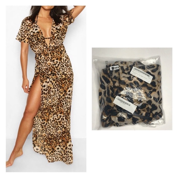 Leopard print maxi beach kaftan NWT - Picture 2 of 3